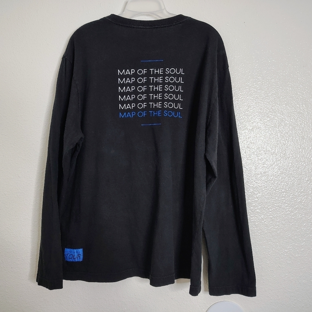 BTS Big Hit "Map Of Soul Tour" Black Long Sleeve Graphic Tee Sz L Unisex